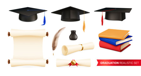 Graduation Realistic Academic Setのイラスト素材