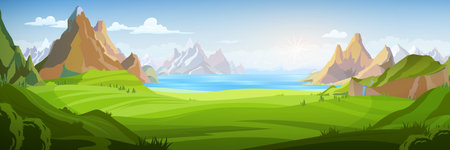 Mountains Landscape Illustrationのイラスト素材