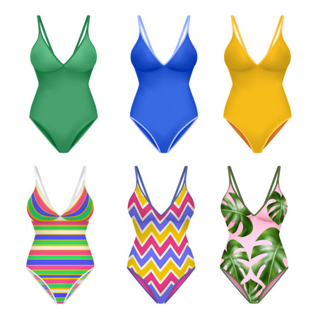 Female Swimsuit Realistic Color Setのイラスト素材