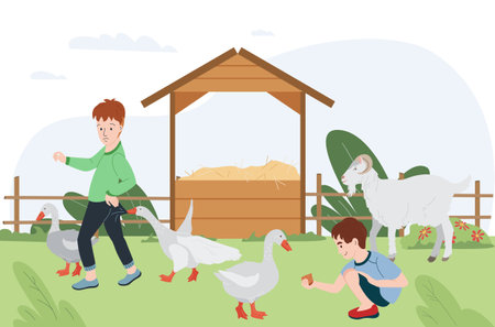 Contact Farm Flat Backgroundのイラスト素材