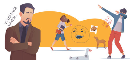 Internet Memes Flat Illustrationのイラスト素材