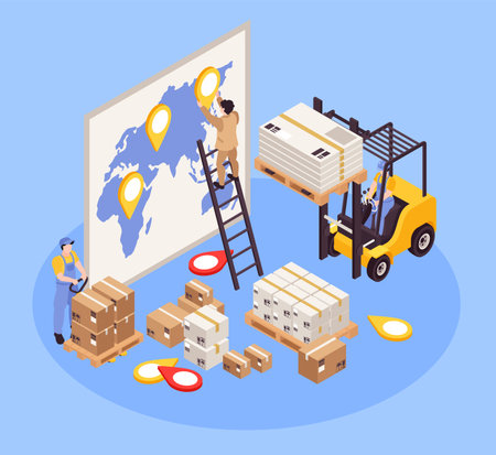 World Cargo Isometric Compositionのイラスト素材