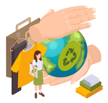 Sustainable Clothes Globe Compositionのイラスト素材