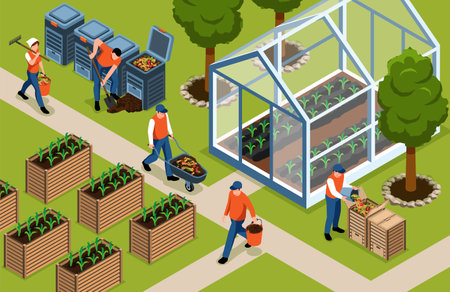 Compost Isometric Illustrationのイラスト素材