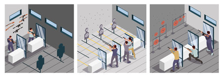 Shooting Range Isometric Set