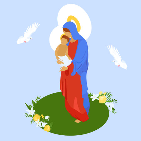 Virgin Mary With Christのイラスト素材