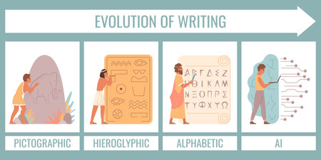 Evolution Writing Infographic Posterのイラスト素材