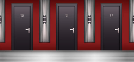 Modern Corridor Doors Compositionのイラスト素材
