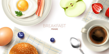 Realistic Breakfast Frameのイラスト素材