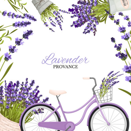 Lavender Provance Frame Compositionのイラスト素材
