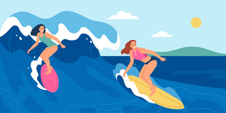 Flat Vacation Illustrationのイラスト素材