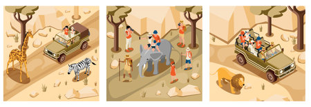 Safari Tourist Composition Setのイラスト素材