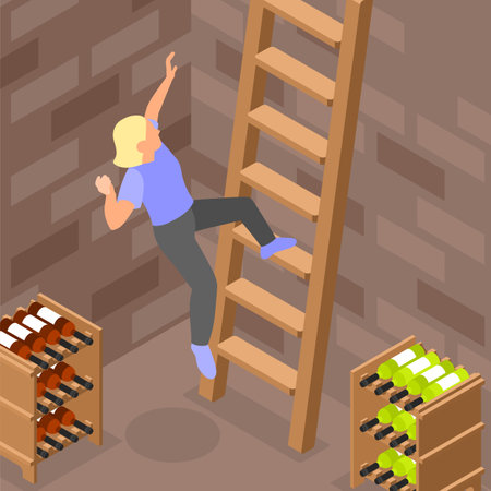 Woman Falling Off Ladderのイラスト素材