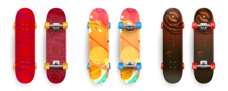 Realistic Urban Skateboards Setのイラスト素材