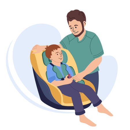 Car Seat Kid Compositionのイラスト素材
