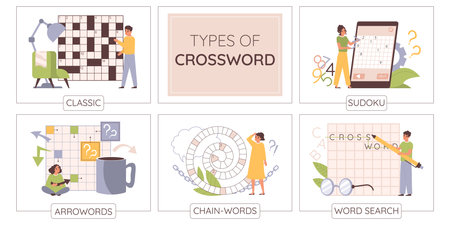 Crossword Types Flat Infographicsのイラスト素材