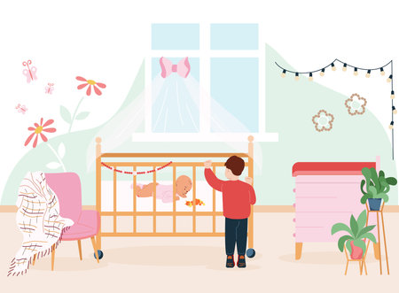 Baby Development Flat Backgroundのイラスト素材
