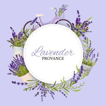 Lavender Round Frameのイラスト素材