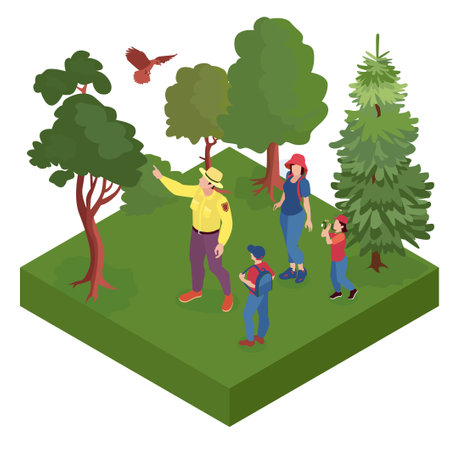 Isometric Forest Walk Compositionのイラスト素材