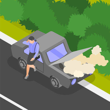 Traffic Accident Isometric Backgroundのイラスト素材