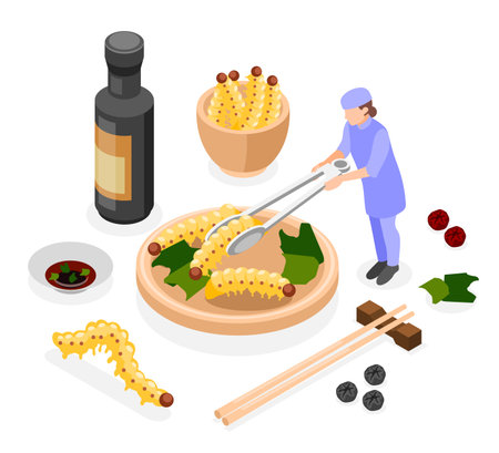 Food Of Future Isometric Compositionのイラスト素材