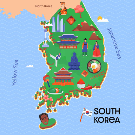 South Korea Map Compositionのイラスト素材