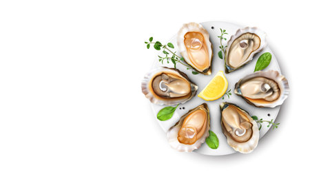 Oysters Realistic Compositionのイラスト素材