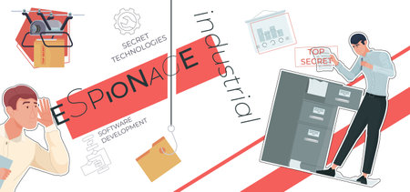 Industrial Espionage Flat Collageのイラスト素材