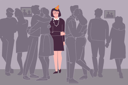 Flat Loneliness Conceptのイラスト素材