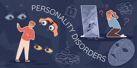 Personality Disorders Flat Collageのイラスト素材