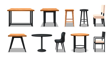 Cafe Furniture Setのイラスト素材
