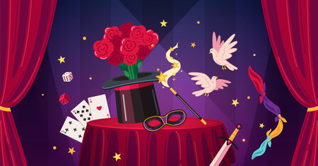 Magician Cartoon Compositionのイラスト素材