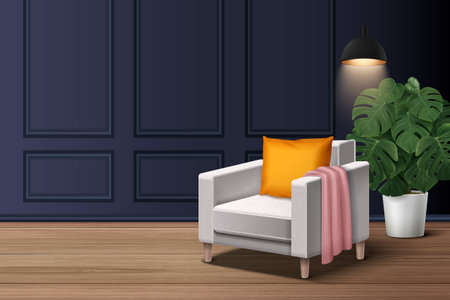 Armchair Realistic Interiorのイラスト素材