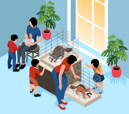 Mini Zoo Isometric Compositionのイラスト素材