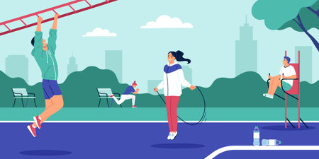 Workout Flat Illustrationのイラスト素材