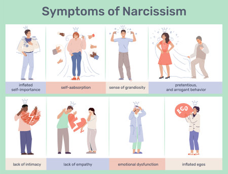 Symptoms Of Narcissism Flat Infographicのイラスト素材