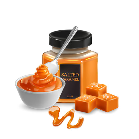 Salted Caramel Realistic Compositionのイラスト素材