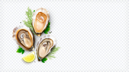 Realistic Oysters Shells Compositionのイラスト素材