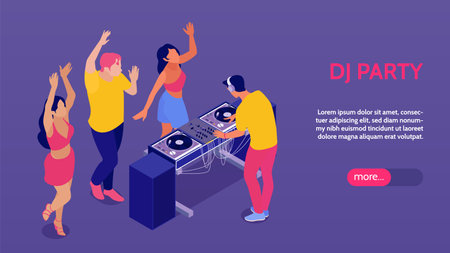 DJ Party Horizontal Bannerのイラスト素材