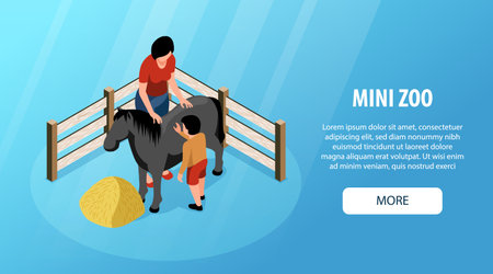 Mini Zoo Isometric Bannerのイラスト素材