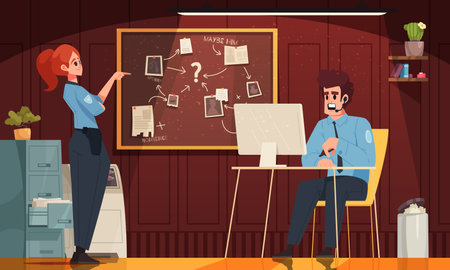 Police Cartoon Sceneのイラスト素材