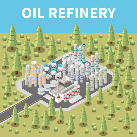 Isometric Oil Plantのイラスト素材