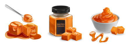 Salted Caramel Realistic Compositionsのイラスト素材