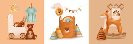 Boho Baby Realistic Conceptのイラスト素材