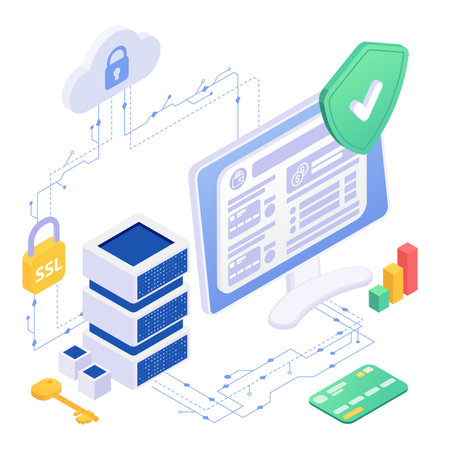 Secure Payment Isometric Compositionのイラスト素材