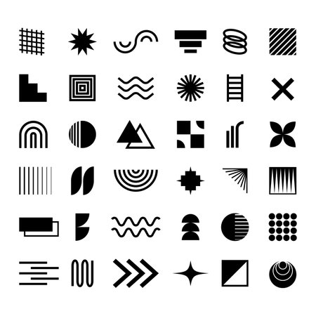 Brutalism shapes flat original collection with modern geometrical iconsのイラスト素材