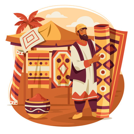 Vibrant Flat Design of a Desert Marketのイラスト素材
