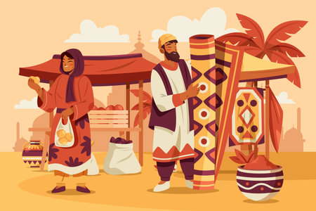 Middle Eastern Culture and Traditional Lifestyleのイラスト素材