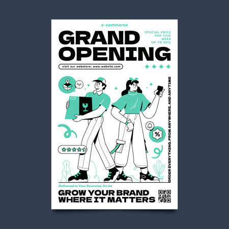 Online Shopping and Retail Technology Posterのイラスト素材