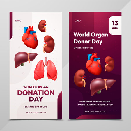 Detailed Medical Illustration of World Donor Day Vertical Banner Collectionのイラスト素材